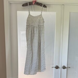 EUC Madewell Summertime Cami Midi Dress in Pale Green Seersucker Gingham